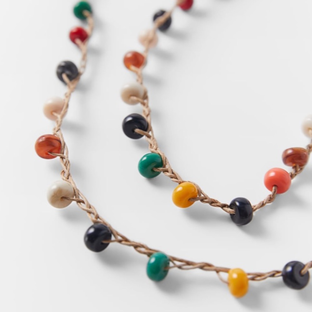Zara beaded 2-strand necklace multicolored,
